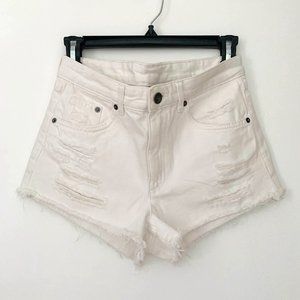 H&M Divided High Rise White Denim Shorts